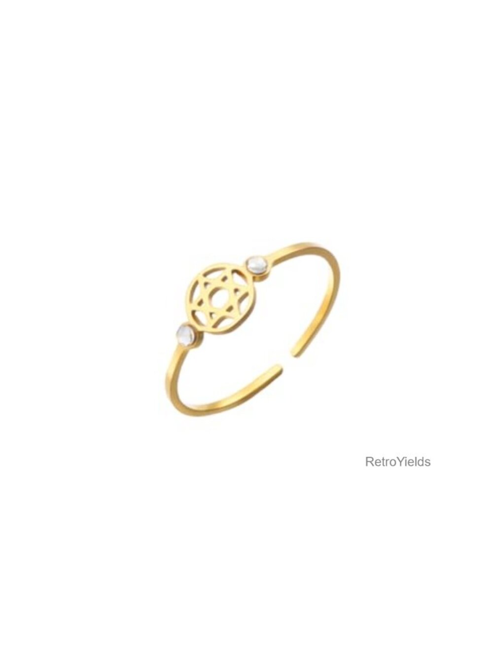 Star of David Ring Stainless Steel Open Band Adjustable Geometric Unisex